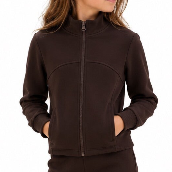 Veste zipée marron doublé