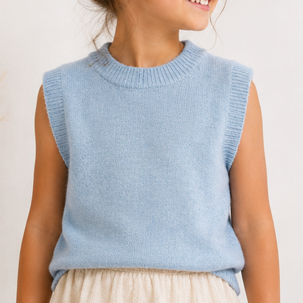 Pull sans manche bleu
