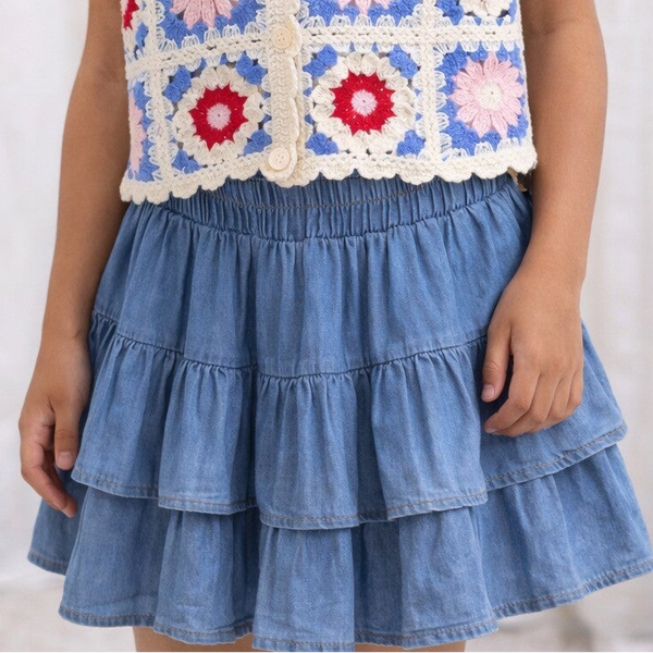 Jupe courte effet jeans claire