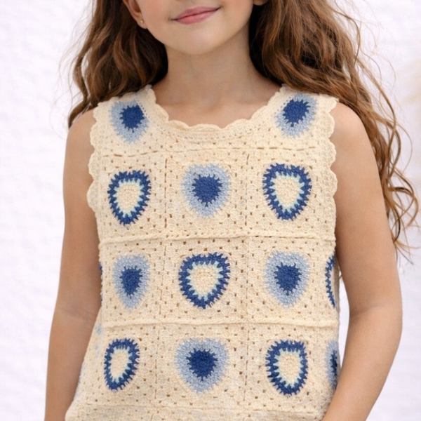 Top crochet bleu