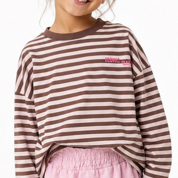 Marinière ICONIC rayé marron/rose