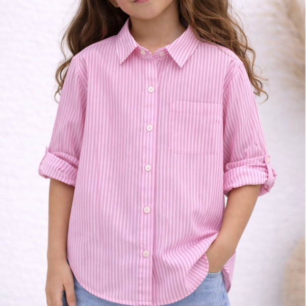 Chemise rayée rose