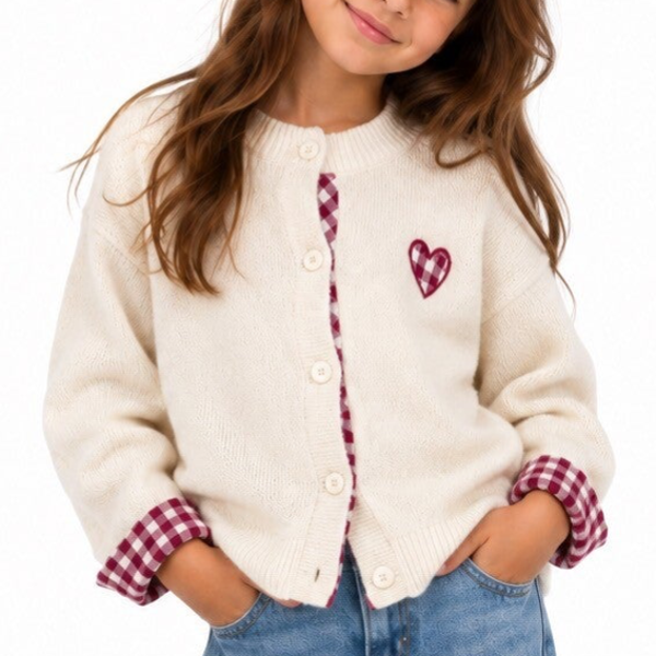 Gilet blanc cassé coeur