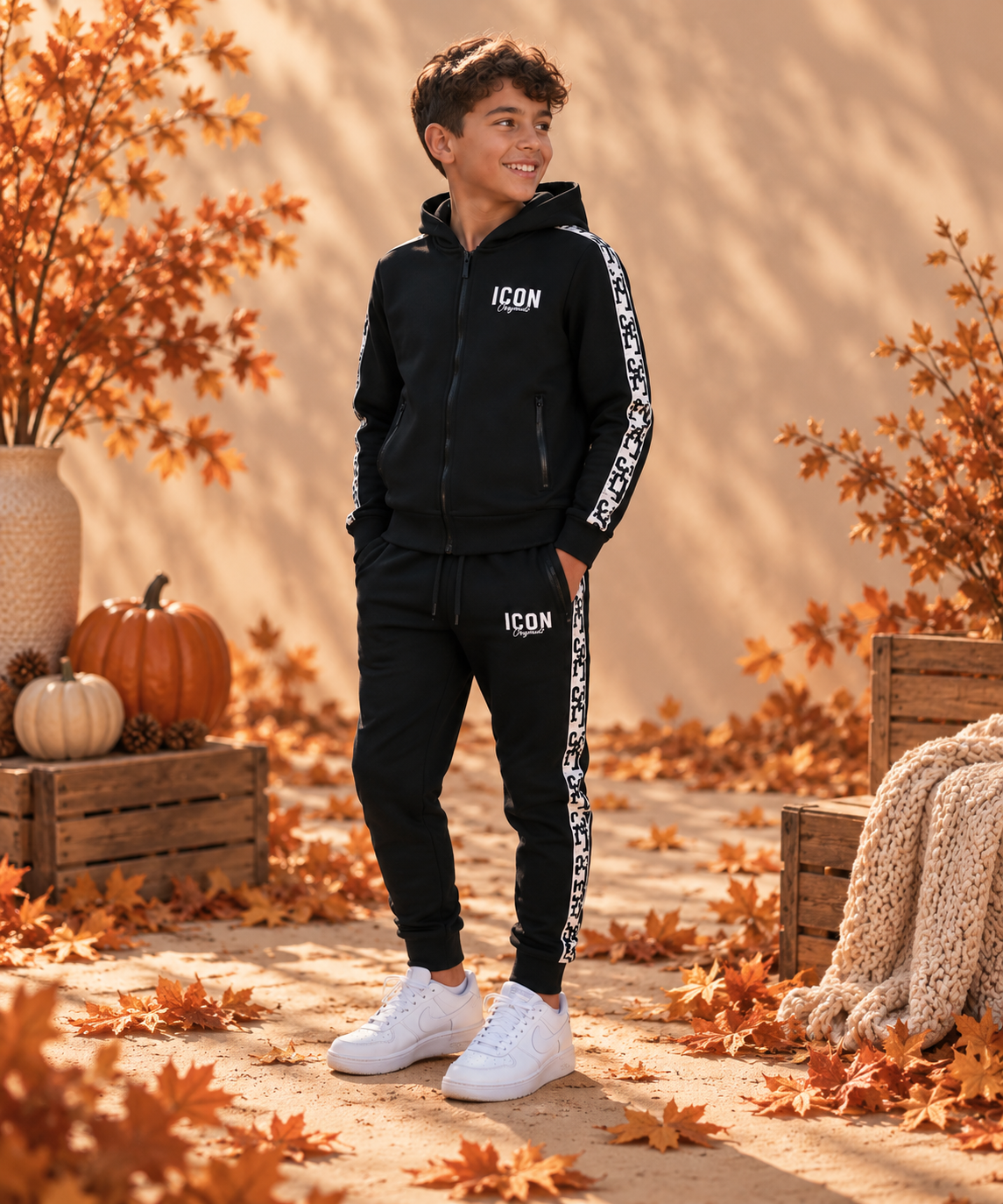 ICON Original Kinder Trainingspak Zwart – Comfortabel Joggingpak voor Jongens