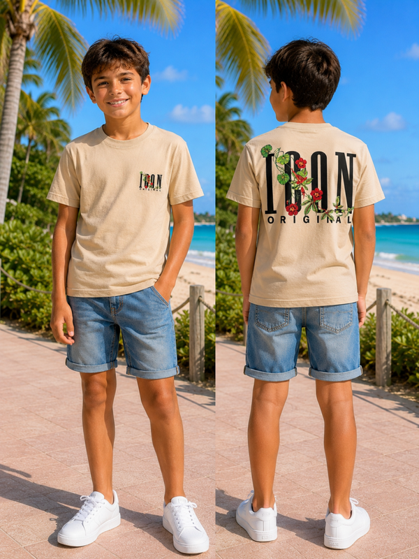 🌺 ICON Original Floral T-Shirt – Beige