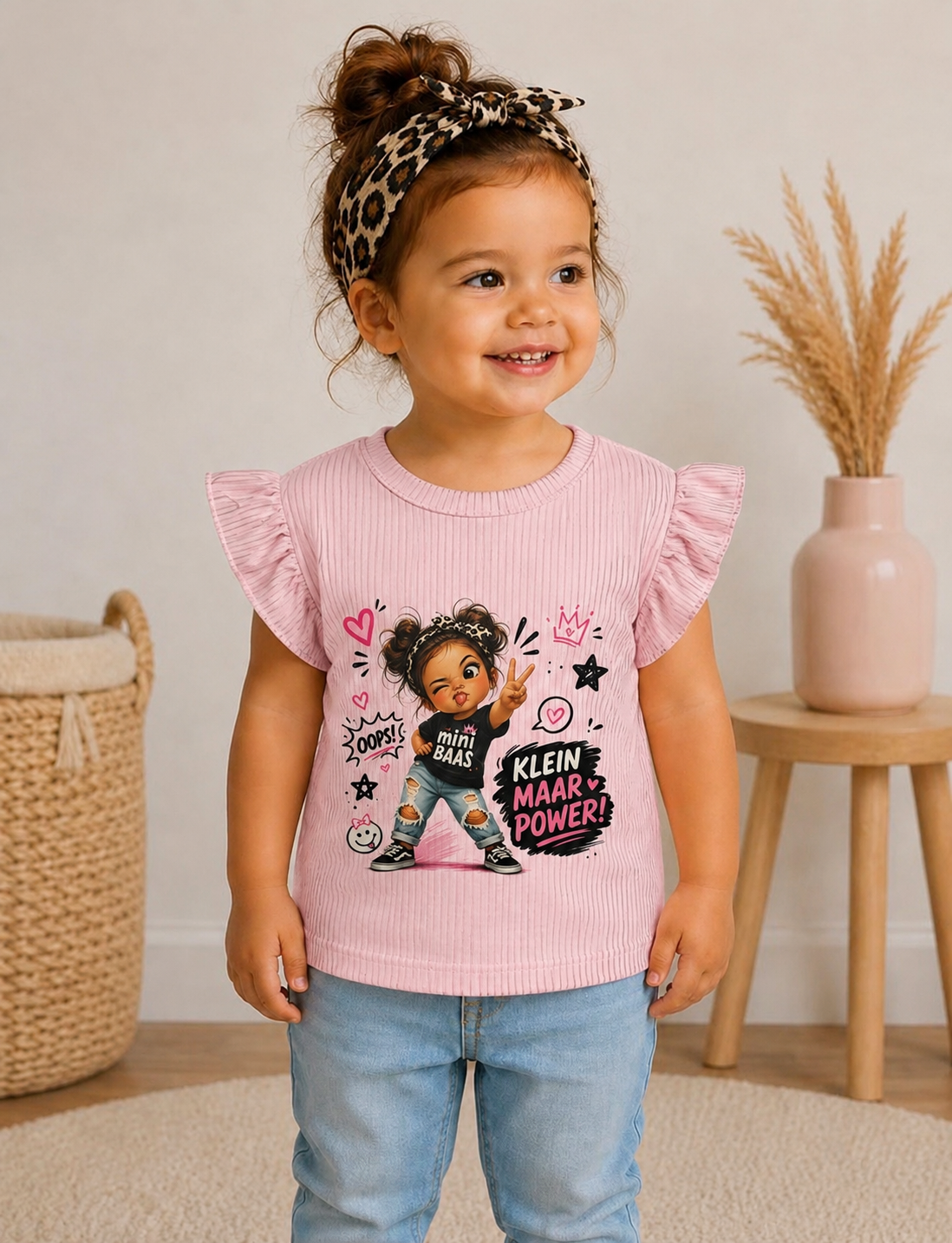 Klein Maar Power! – Meisjes Shirt met Ruches