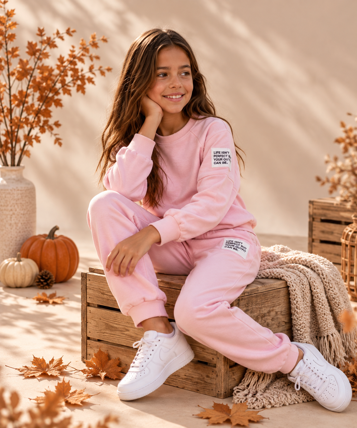 Roze 2-delige meisjes set - comfortabele kinderkleding