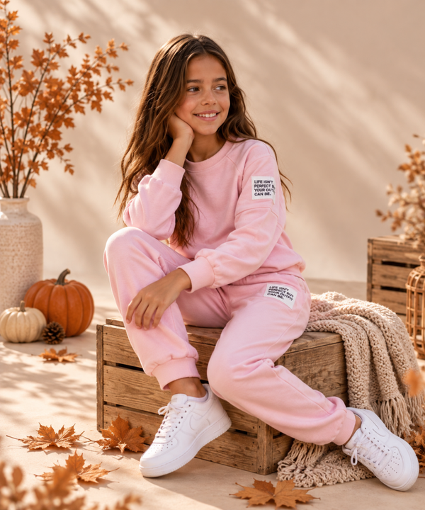 Roze 2-delige meisjes set - comfortabele kinderkleding