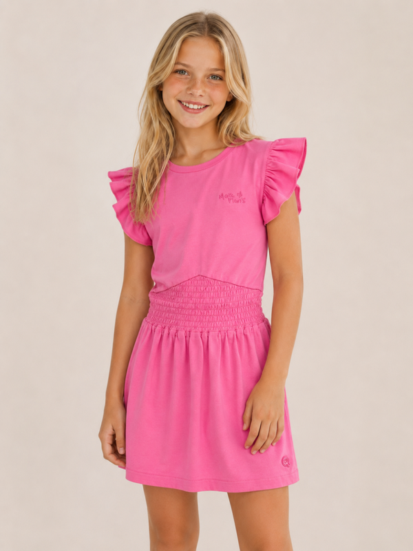 Roze Quapi jurkje met Ruffle Mouwen