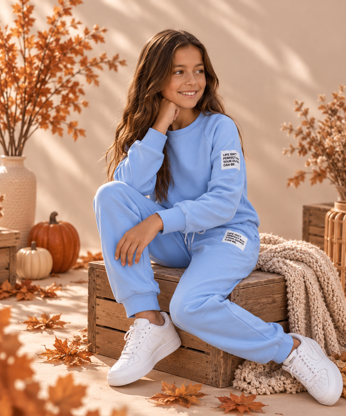 Blauwe 2-delige meisjes set - comfortabele kinderkleding