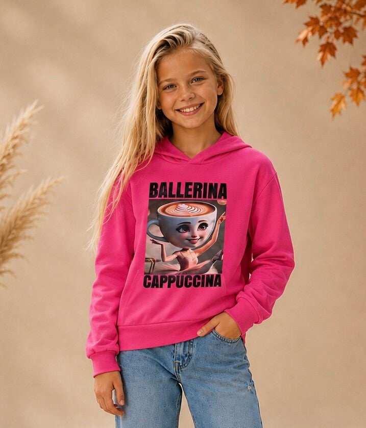 Ballerina Cappuccina Hoodie Meisjes – Roze Kindertrui