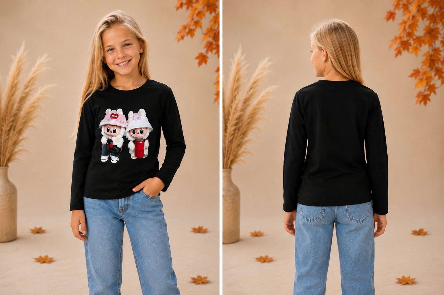 Zwart Labubu longsleeve