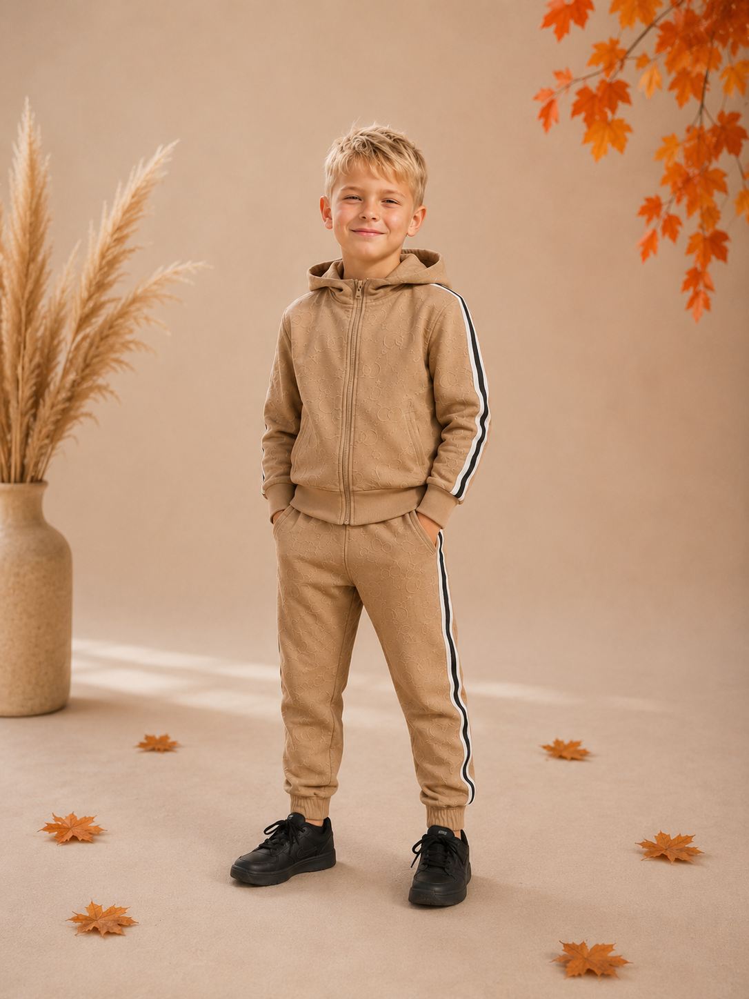 Beige Kinder Trainingspak – Sportief, Comfortabel & Trendy