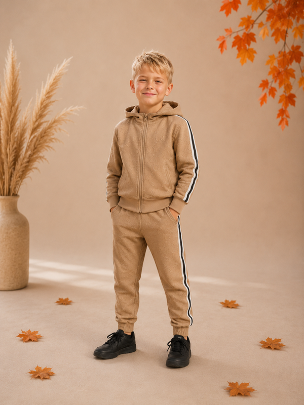 Beige Kinder Trainingspak – Sportief, Comfortabel & Trendy