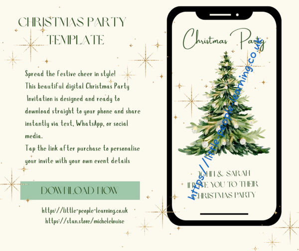 Christmas Party Invitation Template, Elegant HolidayDigital Christmas party invitations, Digital Invite, Luxury Animated Canva Invite, Winter Celebration Card, Editable Template, MOBILE PHONE TEMPLATE