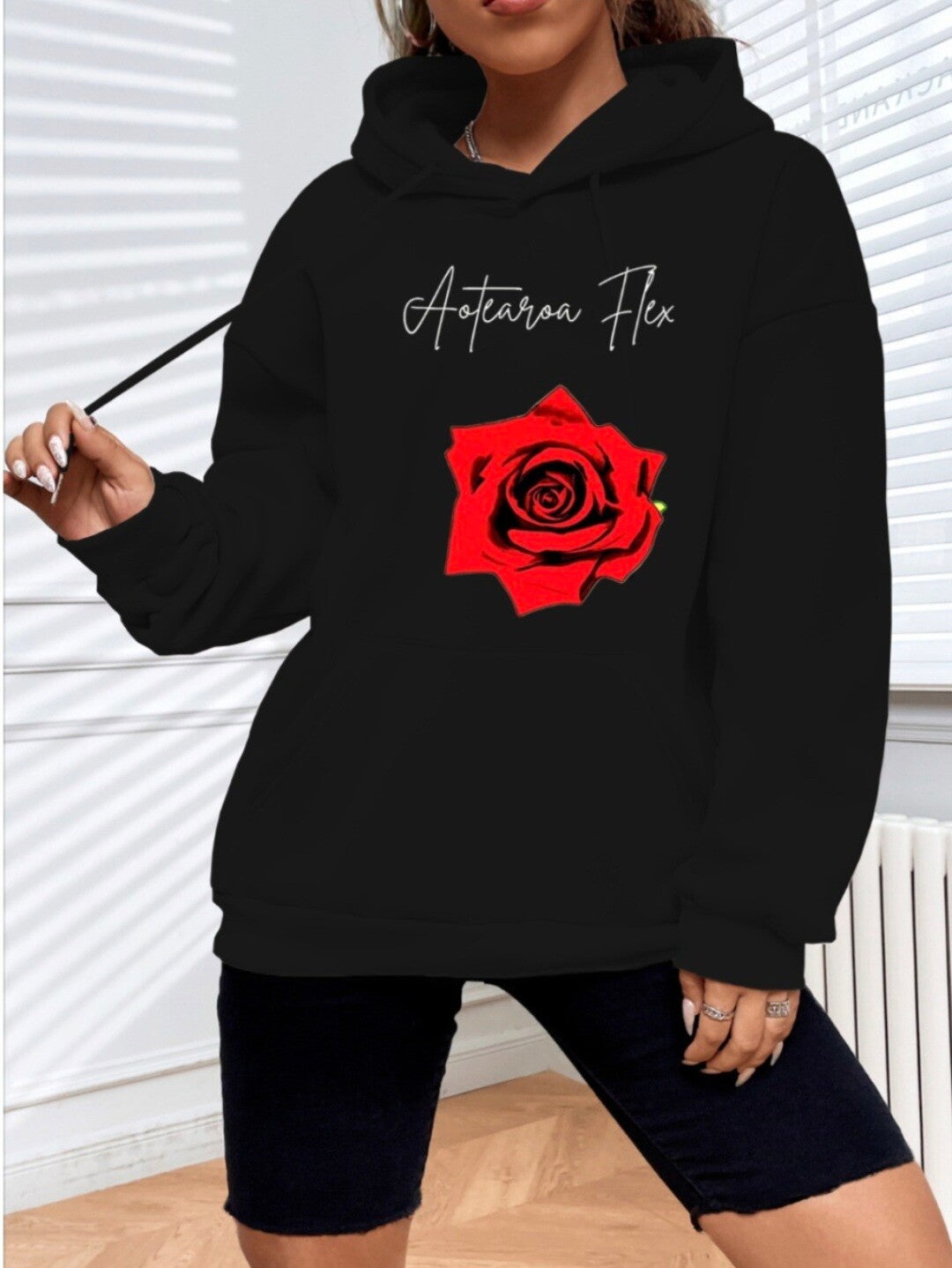 Black polyester hoodie
