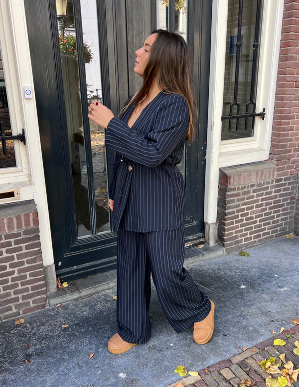 Florence striped pants - marineblauw