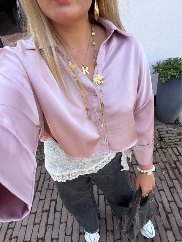 Soleil Satin top - roze