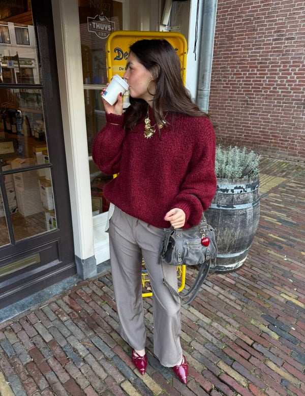 Pleun gebreide trui - bordeaux