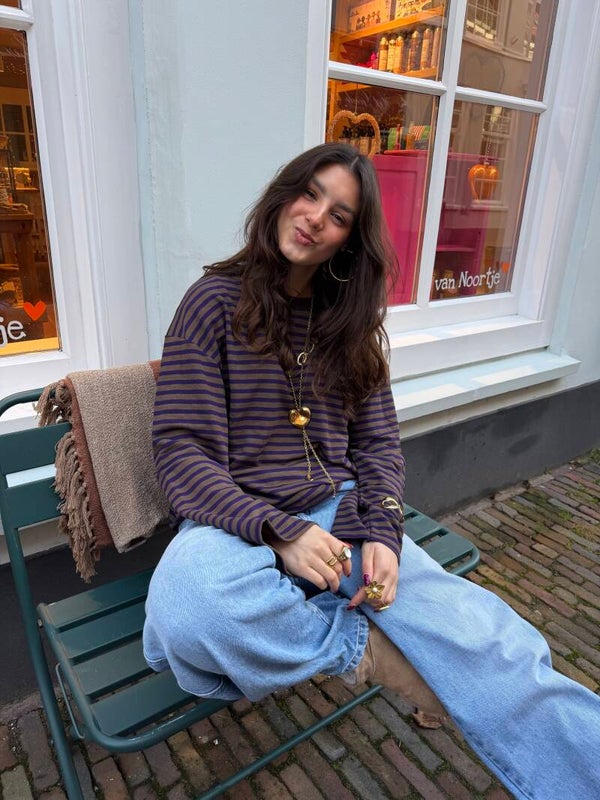 Eme striped top - bruin/navy