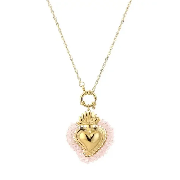 Statement hart met kralen ketting