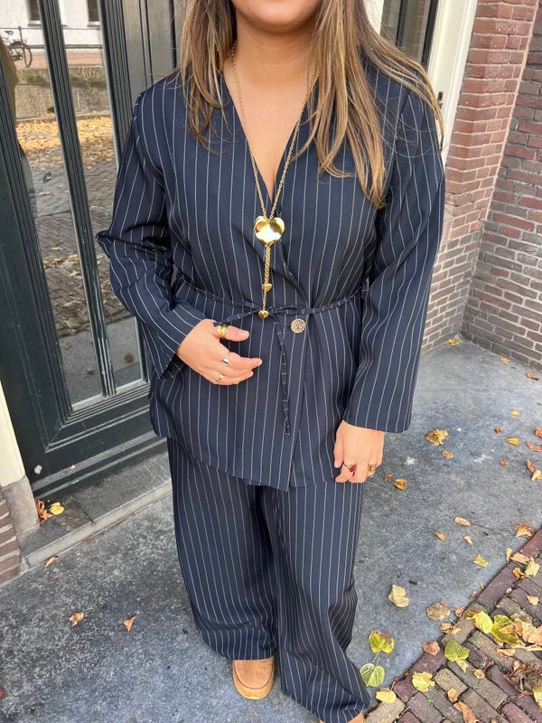 Florence striped blazer - marineblauw