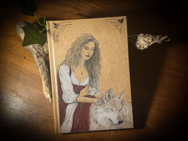 Carnet * femme médiévale et loup