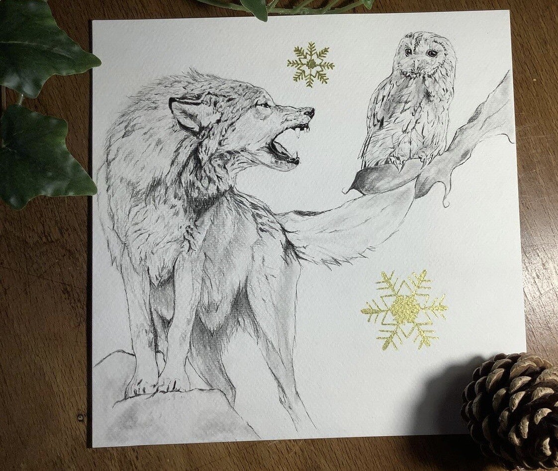 Illustration originale * loup et chouette