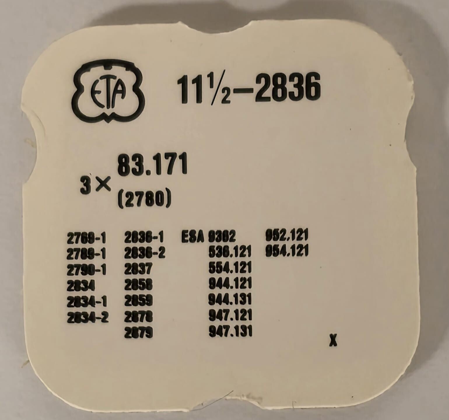 2780 Day indicator spring-clip, ETA 2836, ETA 2789-1, ETA 2790-1, ETA 2834, ETA 2836-2, ETA 2834-2, ETA 2837, ETA 2838, ETA 2859, ETA 2878, ETA 2879, ESA 9361, ESA 9362, ESA 952.121, ESA 954.121