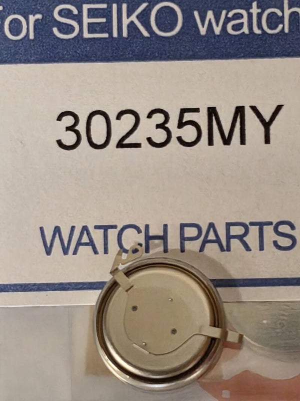 Seiko 30235MY, Capacitor, Accu, rechargeable battery for Seiko Kinetic for: Seiko 5M22, 5M22A, Seiko 5M23, 5M23A, Seiko 5M25, 5M25A, Seiko 5M42, 5M42A, Seiko 5M43, 5M43A, Seiko 5M45, 5M45A, Seiko 5M47, 5M47A.