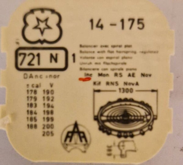 721 Balance complete with screws for: Venus 175, Venus 178, Venus 179, Venus 183,  Venus 184, Venus 185, Venus 188, Venus 190, Venus 192, Venus 194, Venus 198, Venus 199, Venus 200, Venus 205