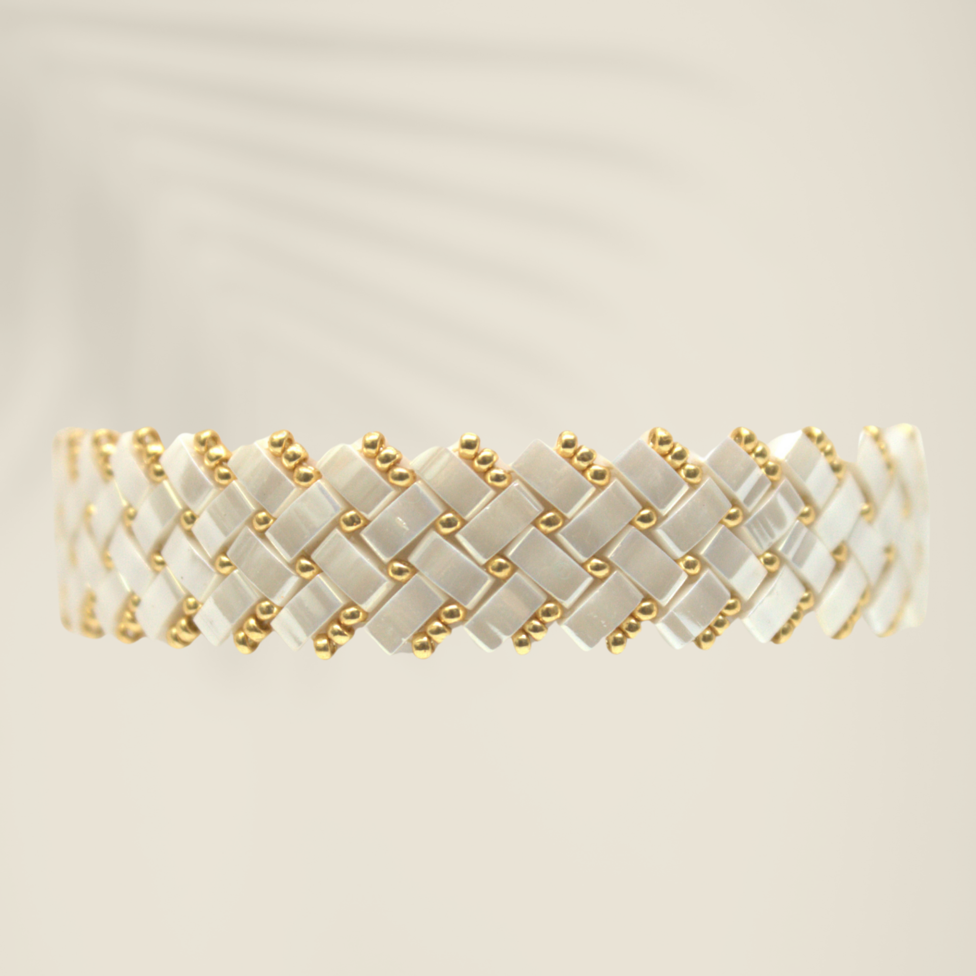 Bracelet deux chevrons blanc lustré