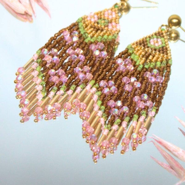 Boucles d'oreilles tissées avec cristaux Swarovski