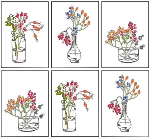 Setje kaarten - knipwerk besjes