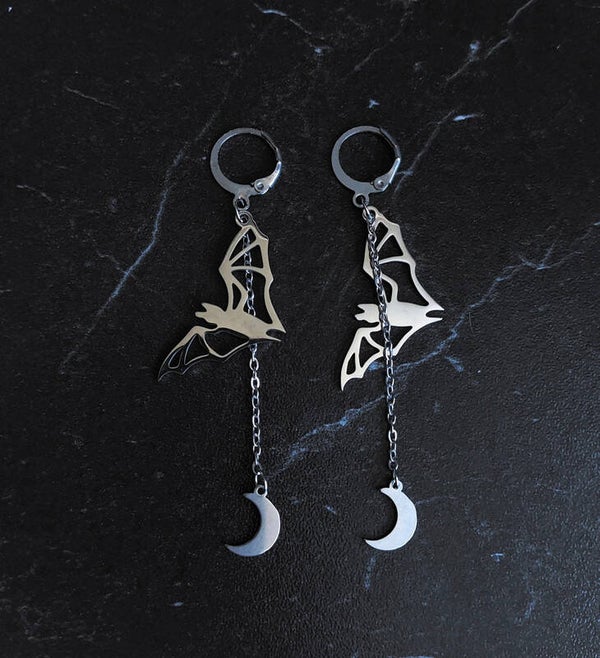 Oorbellen vleermuis en maan