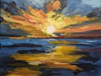 "Sol", akryl på lærred, 40x50 cm