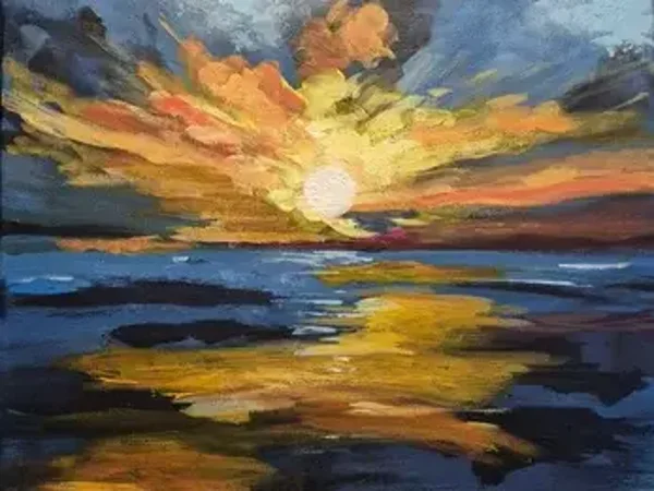 "Sol", akryl på lærred, 40x50 cm