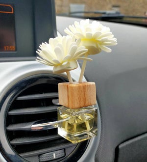 2 Diffuseurs Voiture En Bois Pour Huiles Essentielles - 16 Recharges Coton Incluses, Parfum D'intérieur Relaxant