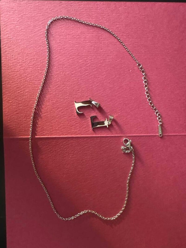 Silberne Halskette mit L Buchstabe Neu