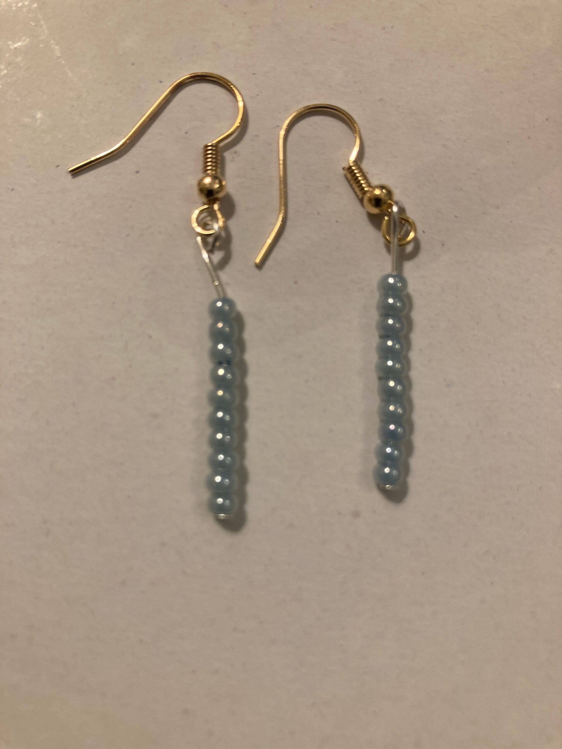 EARRINGS Dangle Silver And Gold Plated Earrings Czech Pressed Blue Glass Beads