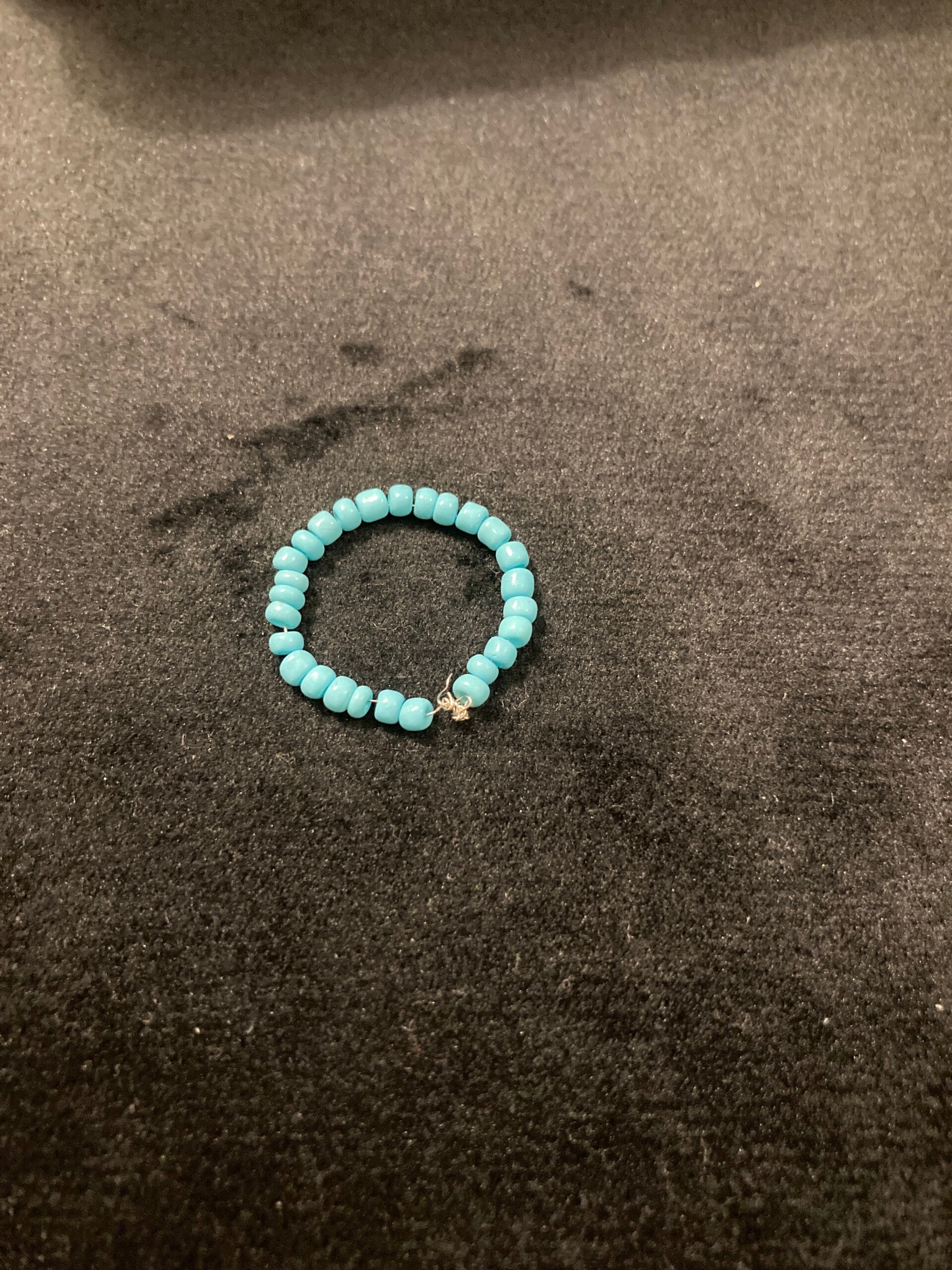 RING Turquoise Resin Beads On Silver Plated Wire