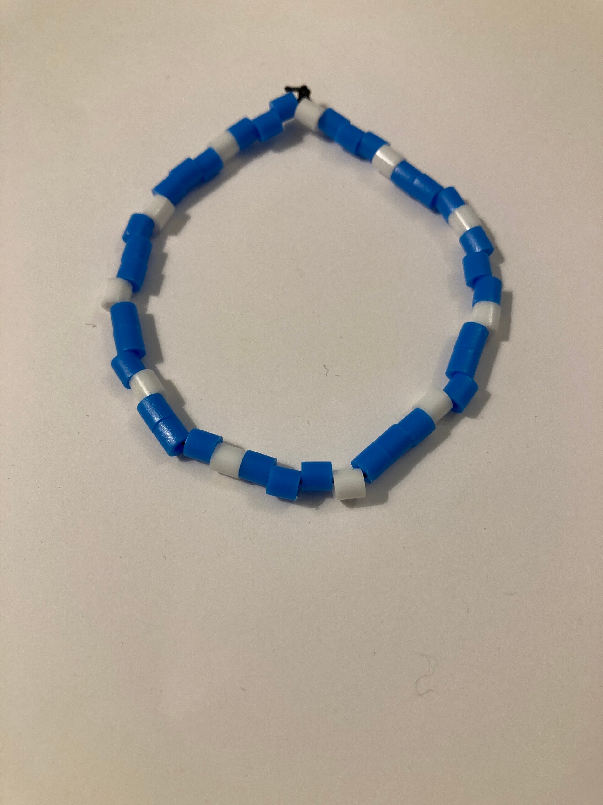 SPACER BEAD ELASTIC BRACELET Blue Azure Abd White