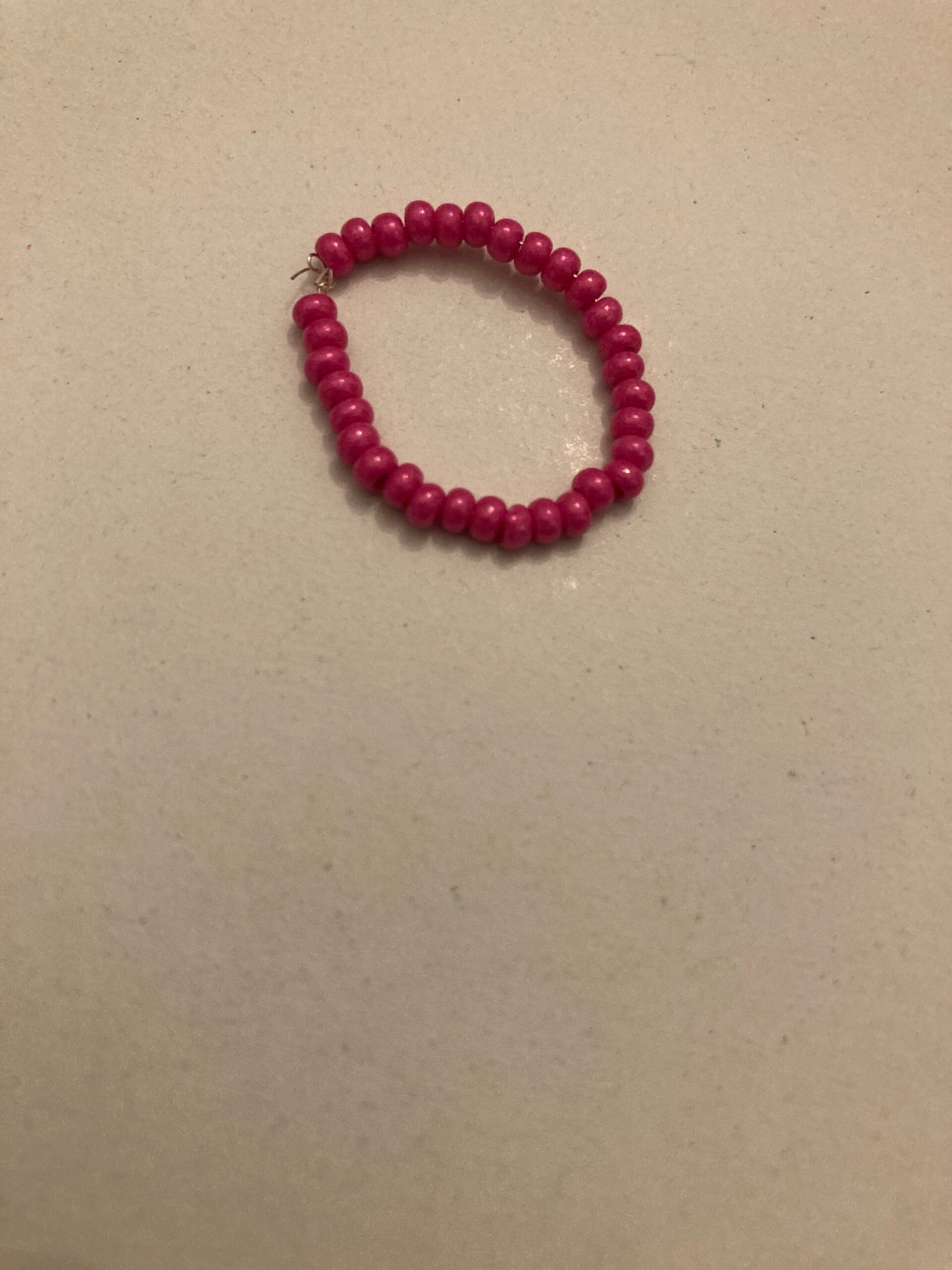 RING Pink Resin Beads On Silver Plated Copper Wire