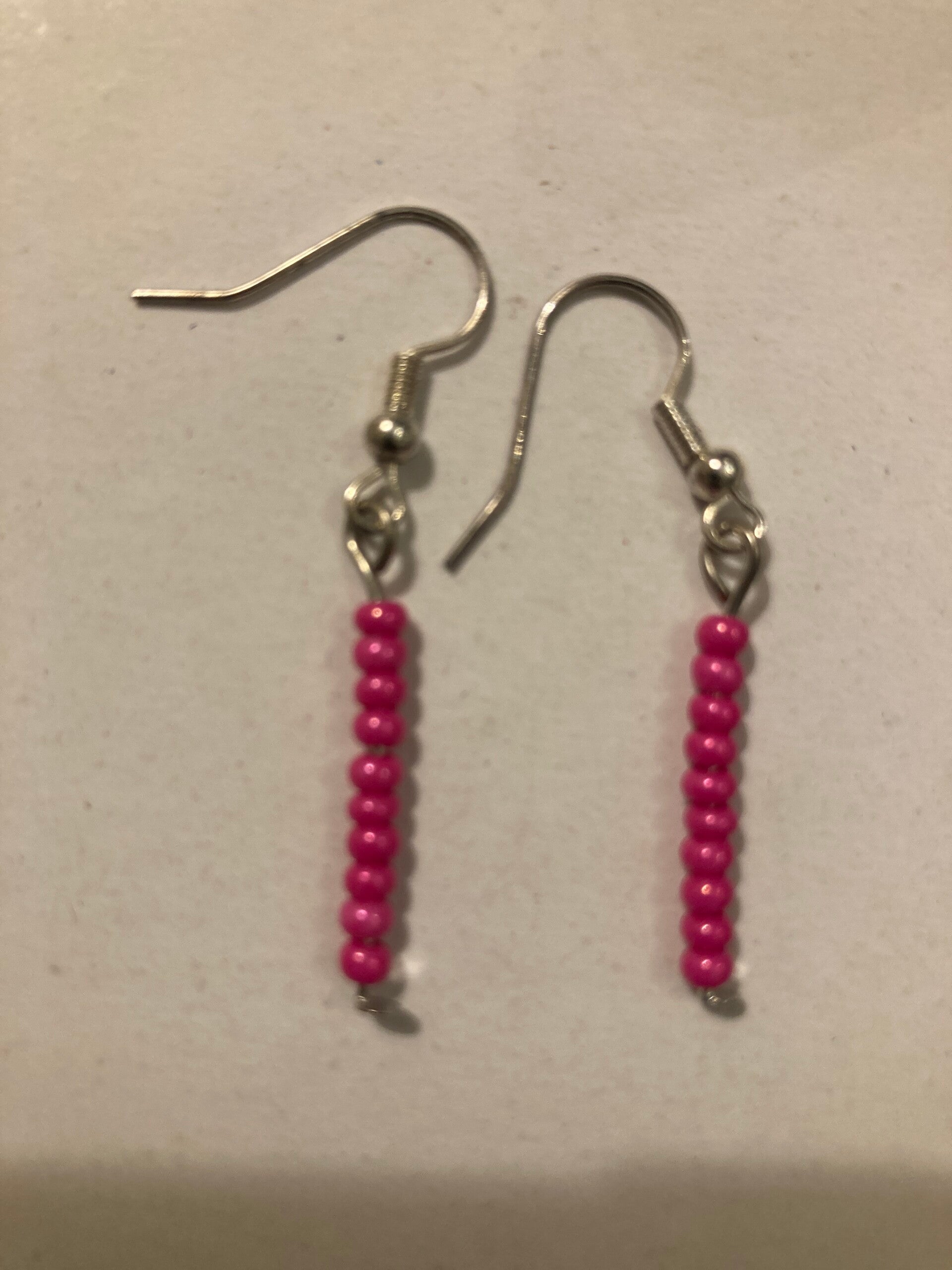 EARRINGS Hot Pink Resin Silver Plated Findings