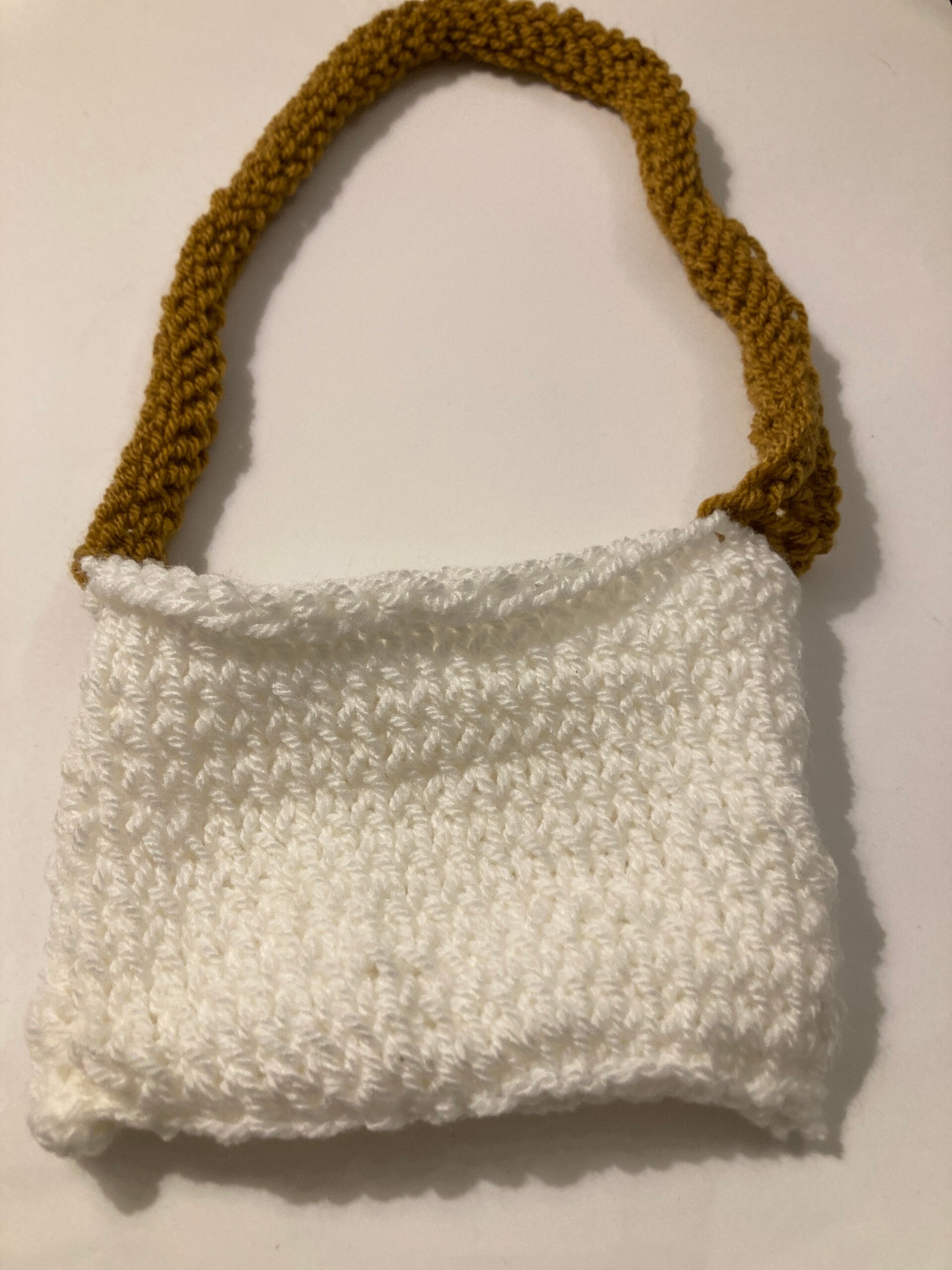PURSE BAG Ochre Strap White Purse Section With Double Pockets