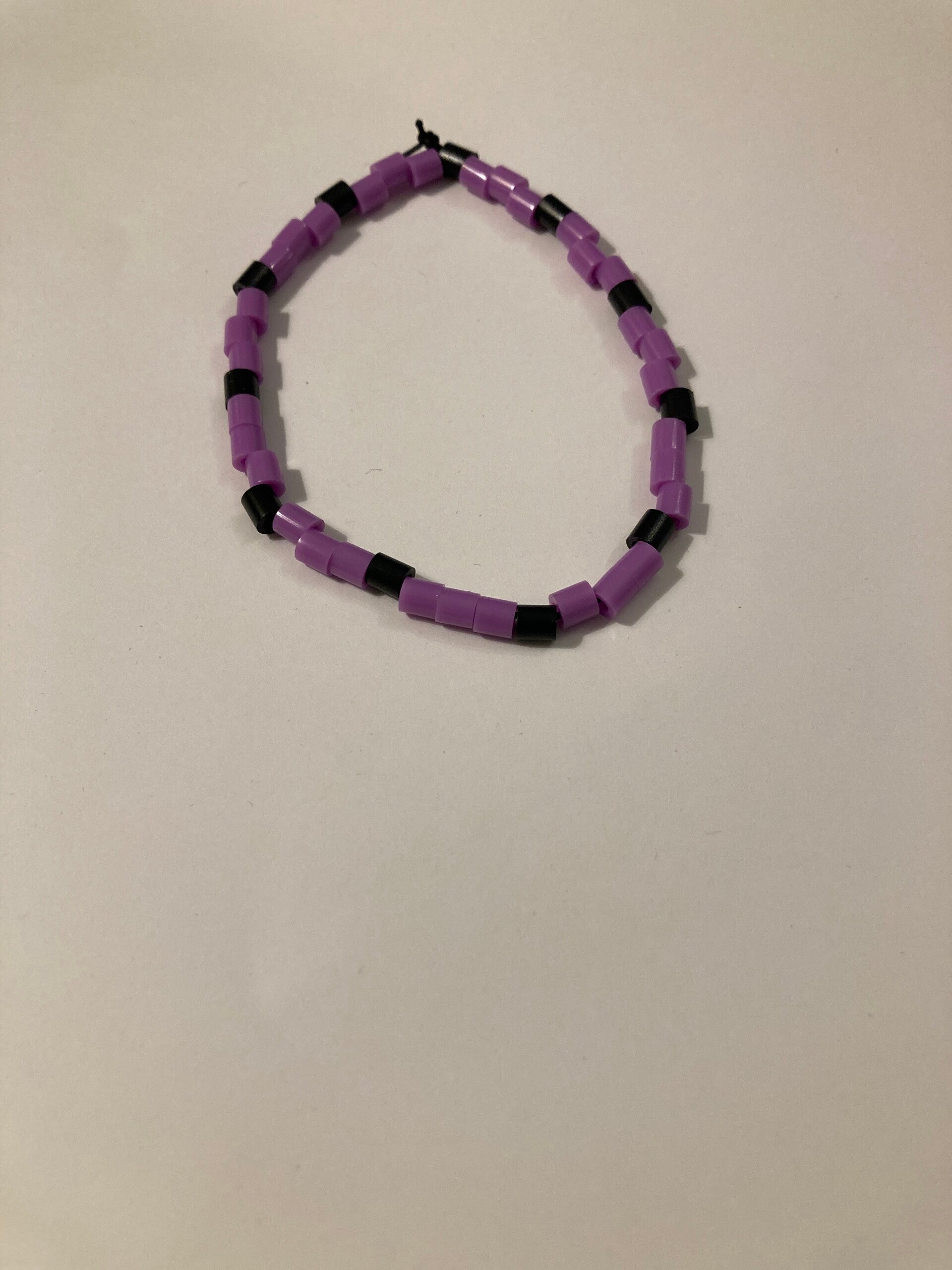 BRACELET Purple And Black Spacer Bead Bracelet Elastic Cord