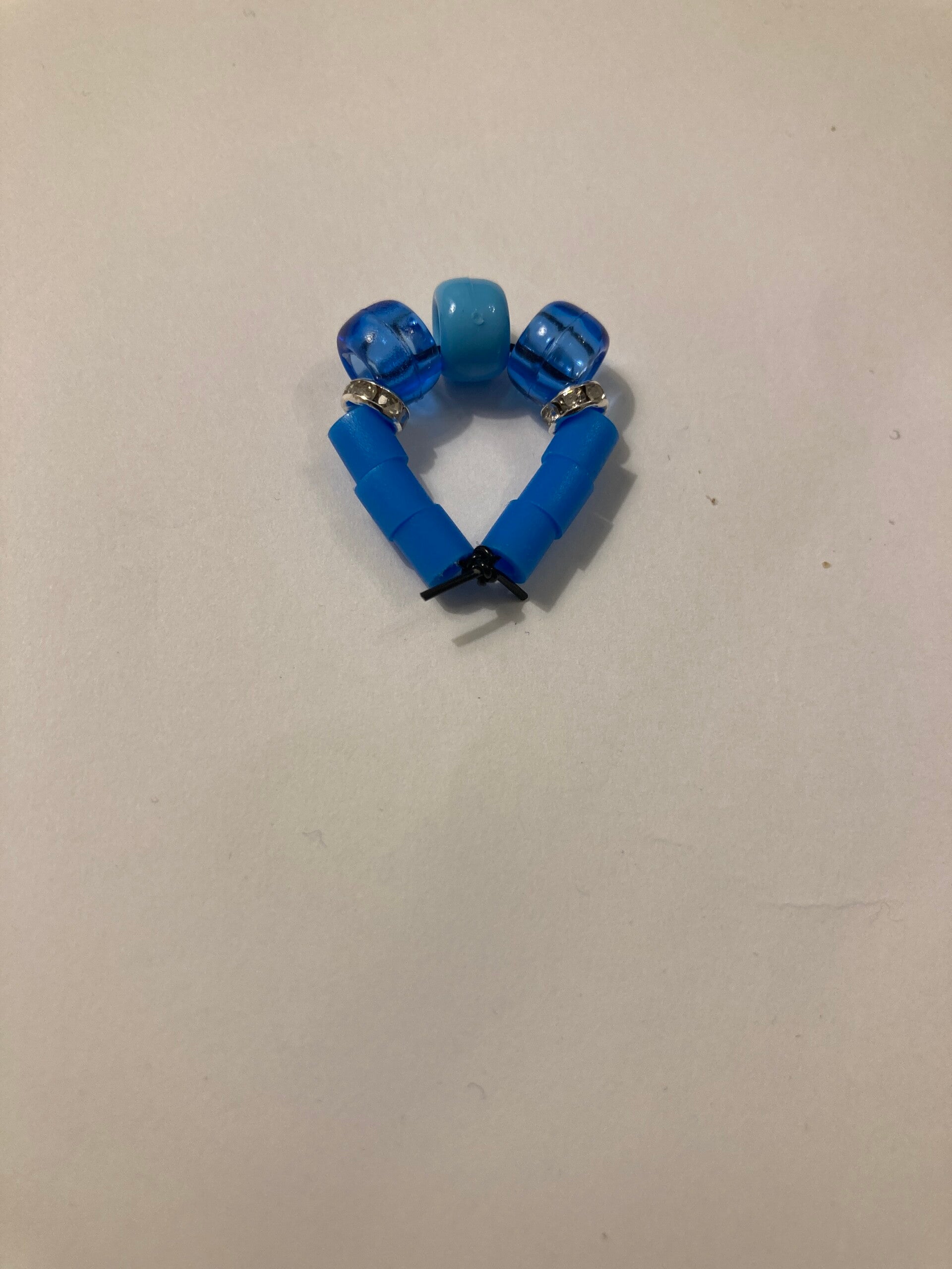 RING Blue Resin And Crystal Size B With Stretch Mixed Blue Resin Beads