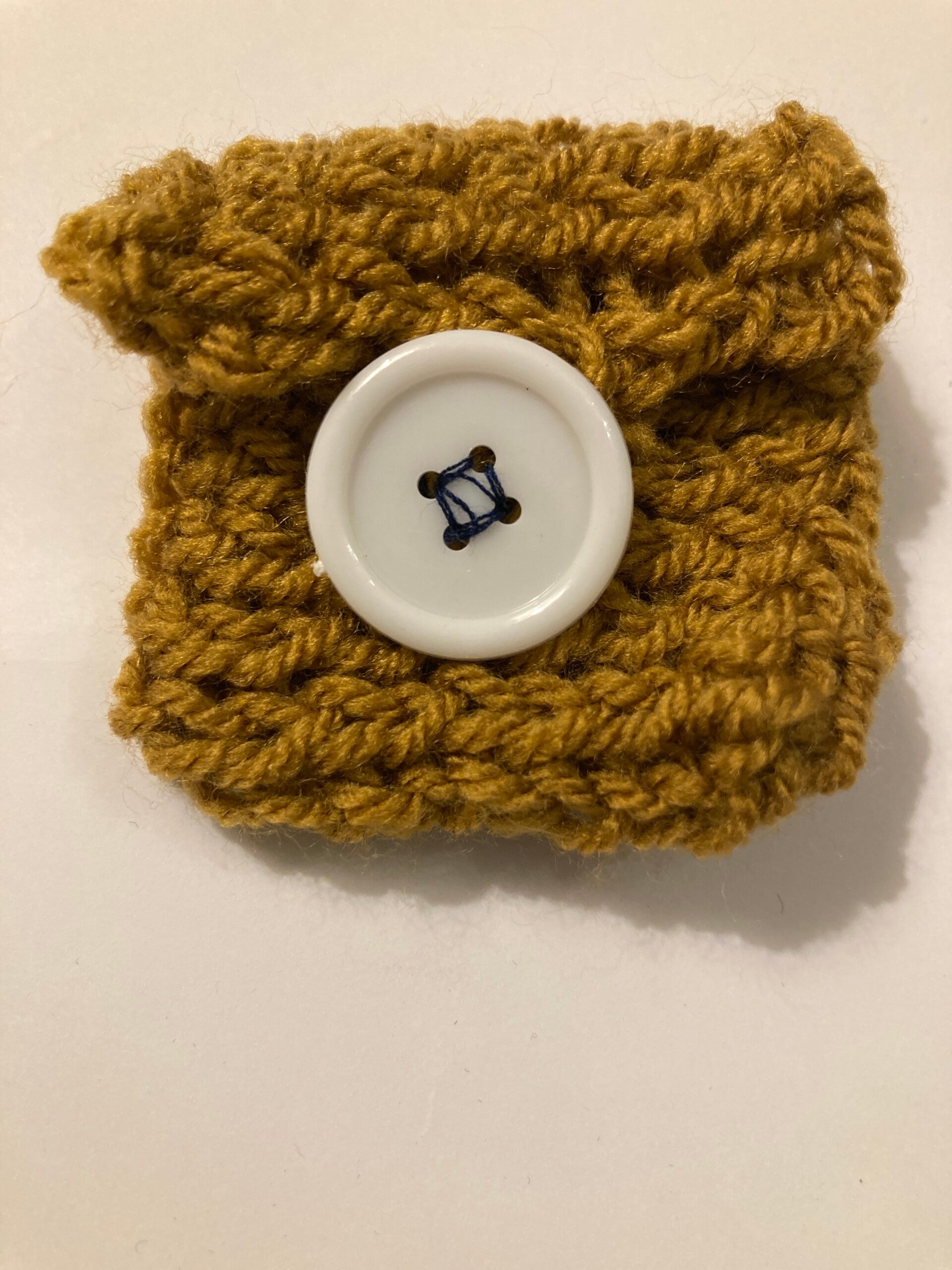PURSE 2” Square Purse Ochre Recycled Yarn Button Fastened