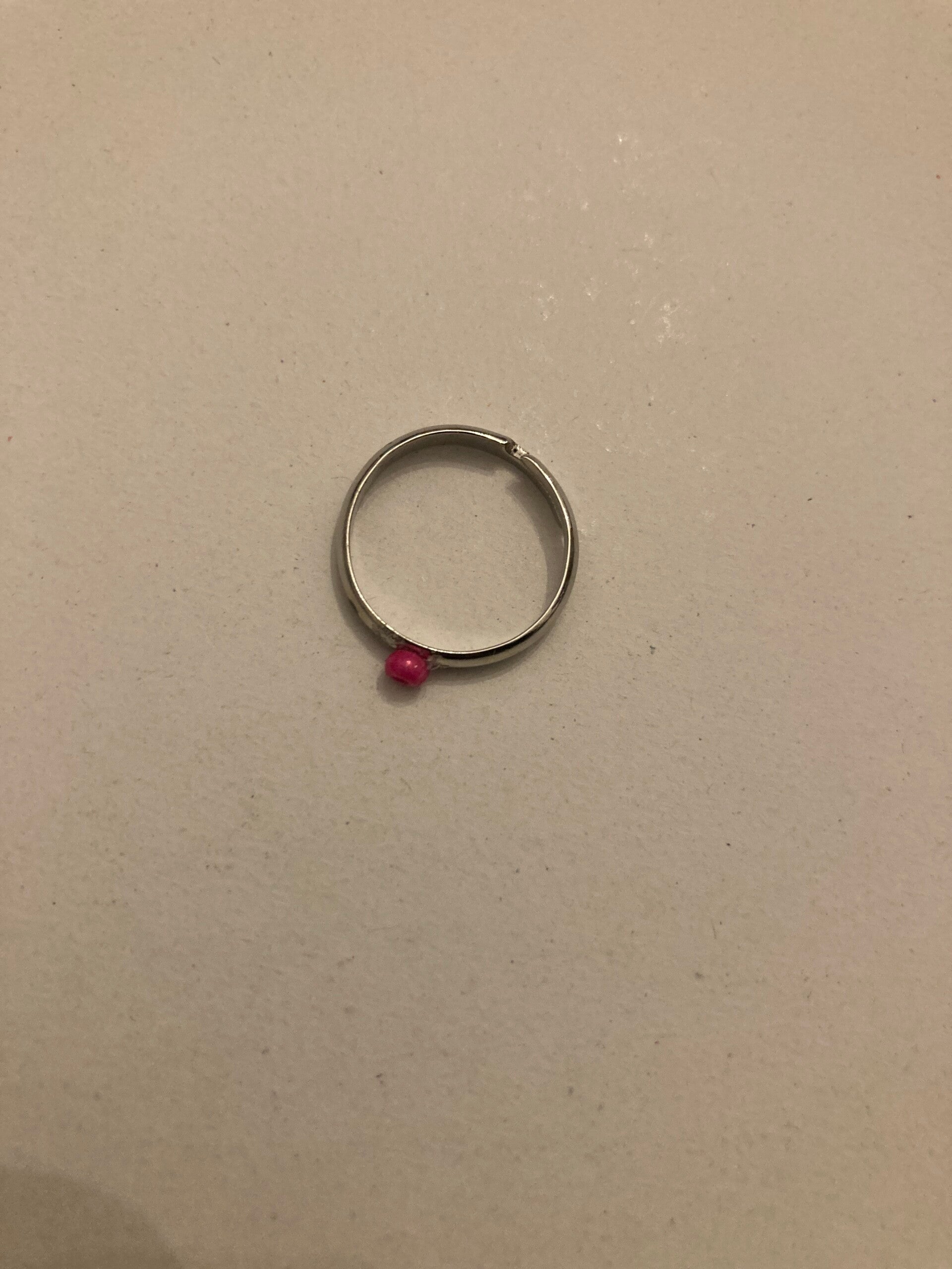 RING Single Resin Bead In Pink On A Silver Plated Ring