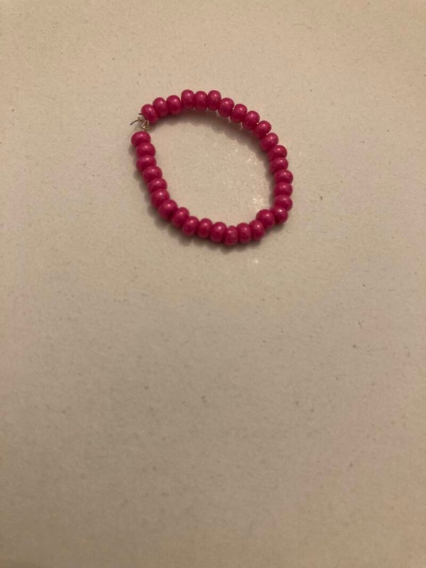 RING Pink Resin Beads On Silver Plated Copper Wire